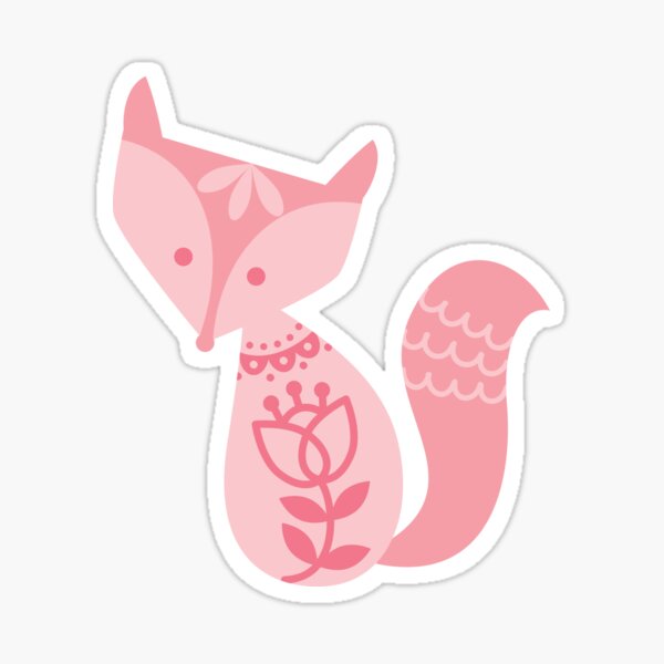 Pink as Folk Fox Sticker