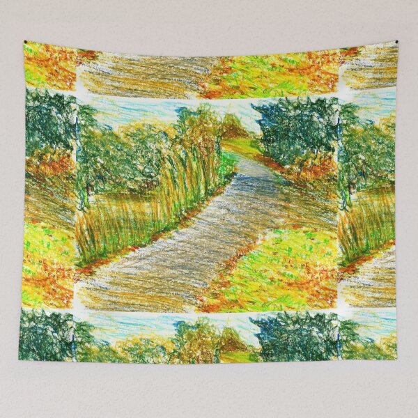 Item preview, Colourful Countryside Path in Oil Pastels designed and sold by paleheather.