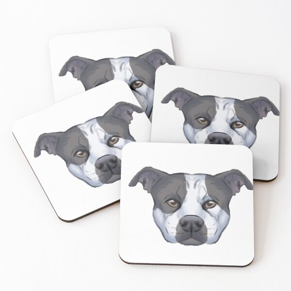 Item preview, blue pied pit head designed and sold by swamppuppydesigns.