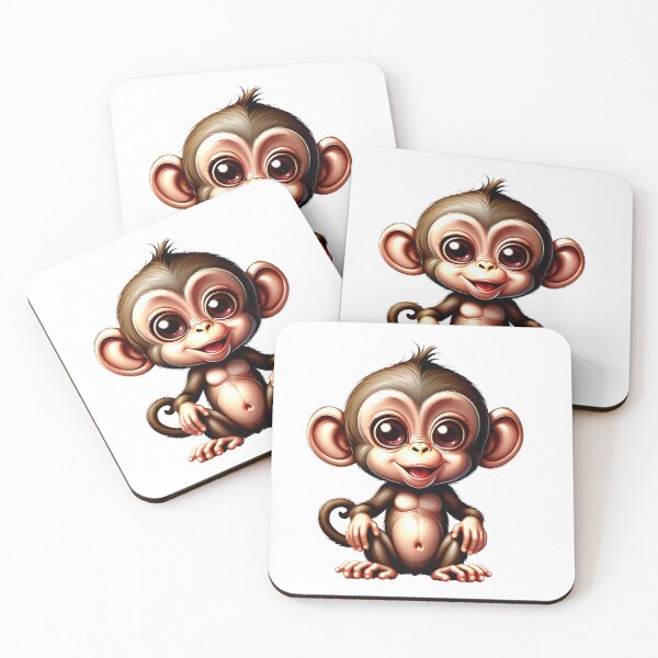 Item preview, Cute baby brown monkey ilustration designed and sold by Inspyralia.
