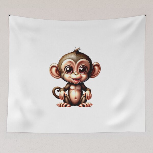 Item preview, Cute baby brown monkey ilustration designed and sold by Inspyralia.