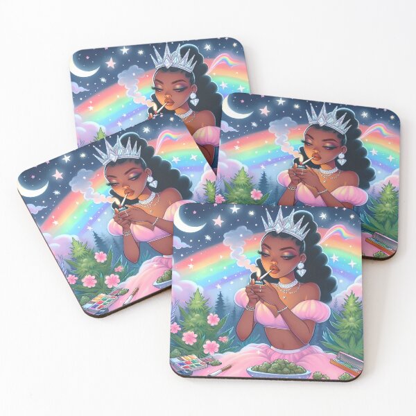 Artikelvorschau, Schwarze Prinzessin raucht Gras entworfen und verkauft von Rainbow Kushnection.