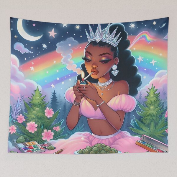 Item preview, Black Princess Smoking Weed designed and sold by Rainbow Kushnection.