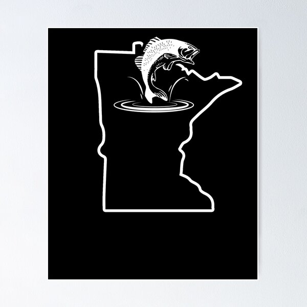 Vintage Minnesota State Map Art Print Walleye Fishing Hunting