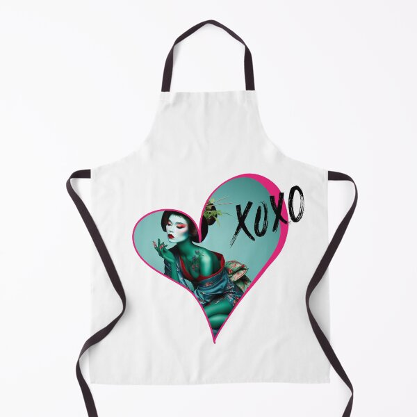 Item preview, Extravagant Asian geisha woman painted in green with blue kimono  designed and sold by Coolparrotgirl.
