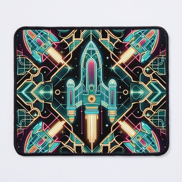 Item preview, Retrofuture spaceship pattern design designed and sold by Inkstorm-London.