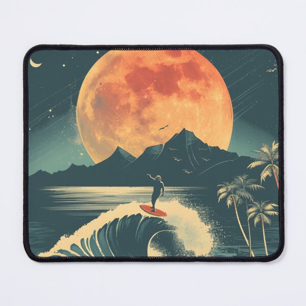 Item preview, Moonlit Surfing Adventure: Tropical Night Wave Riding designed and sold by WildPalette-Art.