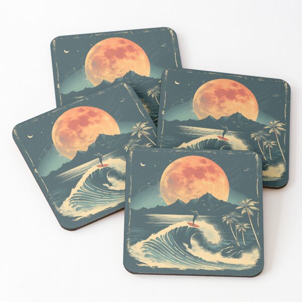 Item preview, Moonlit Surfing Adventure: Tropical Night Wave Riding designed and sold by WildPalette-Art.