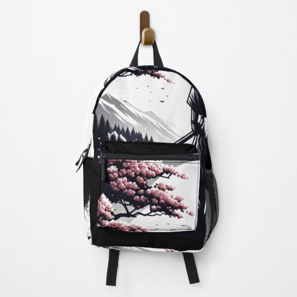 Item preview, Japanese landscape with samurai, katana, cherry blossoms, modern style designed and sold by Pflugart.