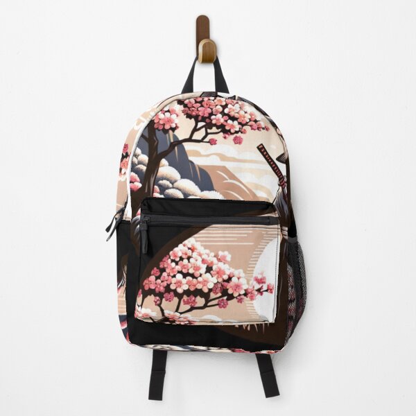 Item preview, Japanese landscape with samurai, katana, cherry blossoms, modern style designed and sold by Pflugart.
