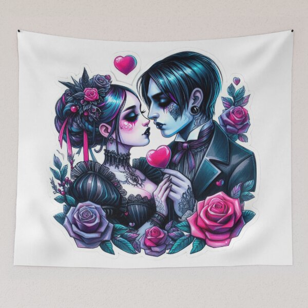 Item preview, Gothic Couple goth valentines day Sticker designed and sold by Expressions-Sel.