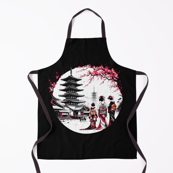 Item preview, Japanese landscape with pagoda, geishas, cherry blossoms, modern style designed and sold by Pflugart.