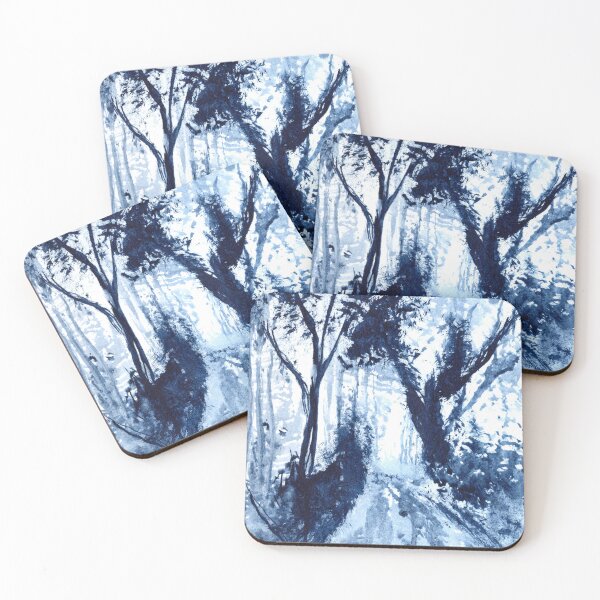 Item preview, Lost in a Moody Blue Forest - Indigo Ink Painting designed and sold by paleheather.