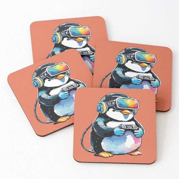 Item preview, Kawaii fat penguin playing Game with virtual reality glasses designed and sold by Firas Aljazzar.