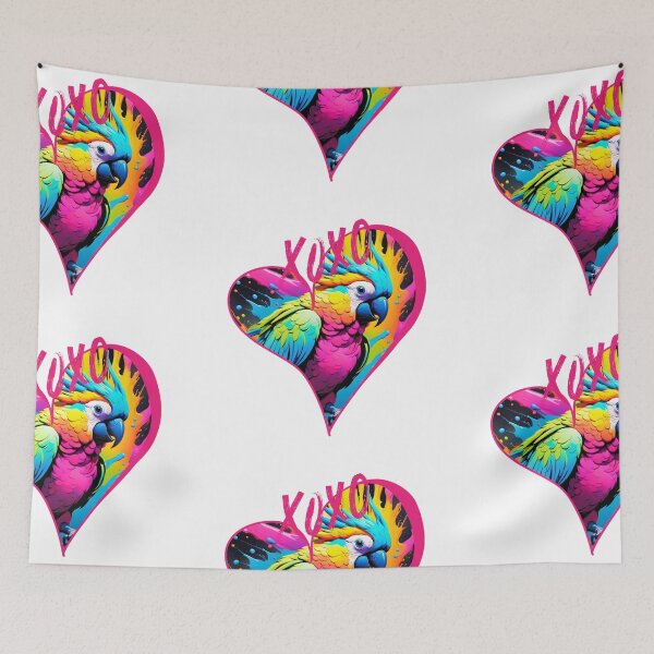 Item preview, Neon parrot in a heart designed and sold by Coolparrotgirl.
