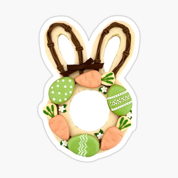 Item preview, Pretty “Easter Bunny Wreath” sugar cookies designed and sold by aiko-p.
