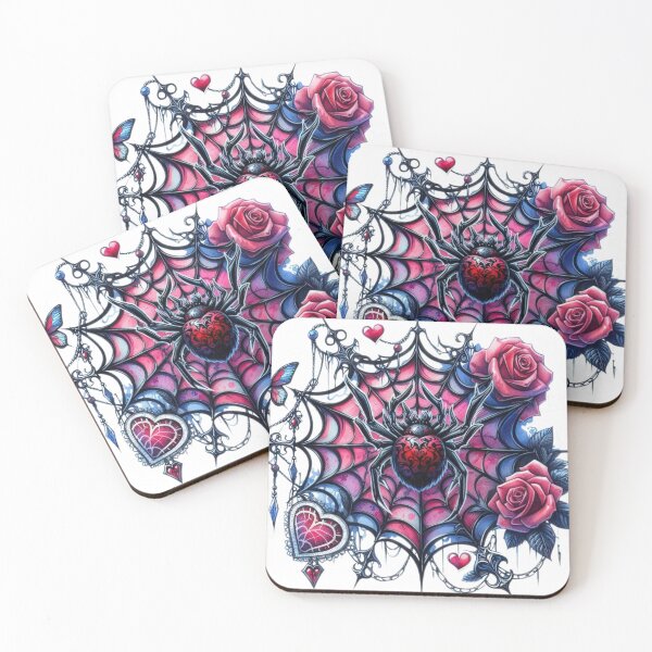 Artikelvorschau, Gothic Spider Web mit Spider mit Rosen Goth Valentines Day Aufkleber entworfen und verkauft von Expressions-Sel.