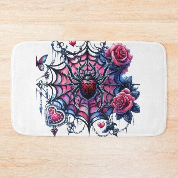 Item preview, Gothic spider web with spider with roses goth valentines day Sticker designed and sold by Expressions-Sel.