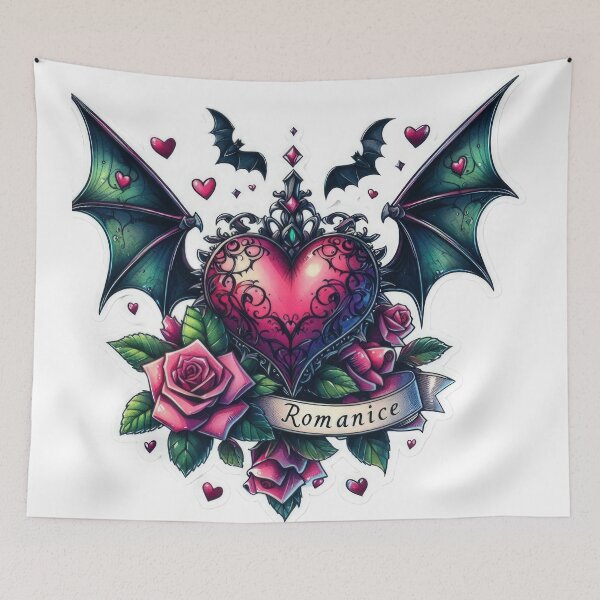 Item preview, Gothic heart with bat wings goth valentines day Sticker designed and sold by Expressions-Sel.