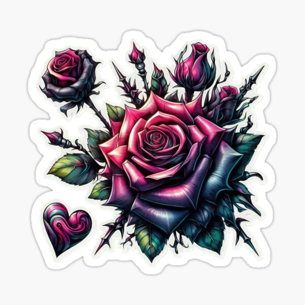 Item preview, Gothic Roses valentines day goth Sticker designed and sold by Expressions-Sel.