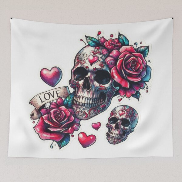 Item preview, Gothic valentines day skeleton roses goth Sticker designed and sold by Expressions-Sel.