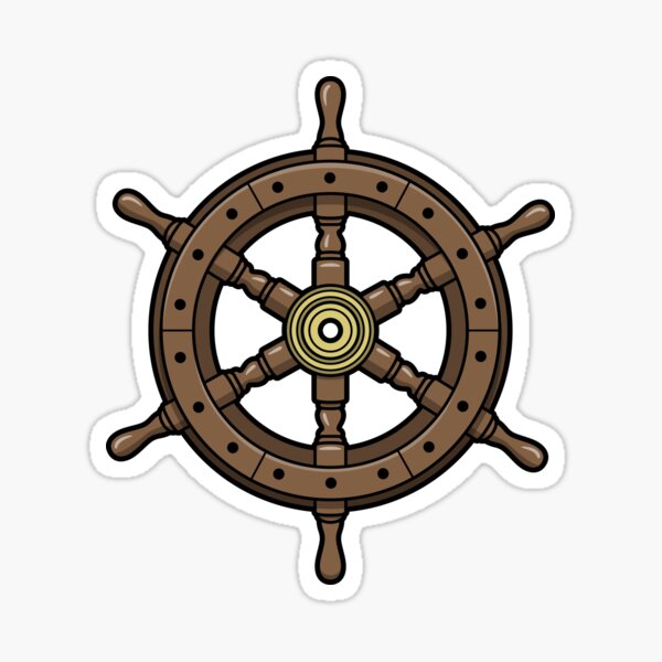 Wooden Ship's Wheel Sticker