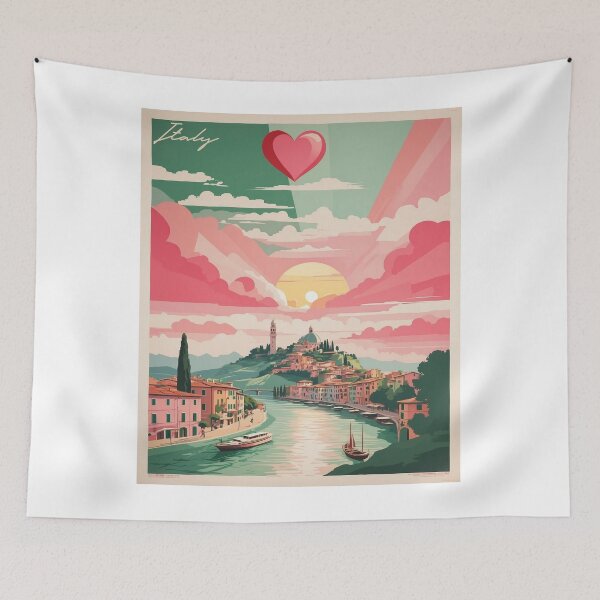 Item preview, Valentines Day Heart Italy Tourism Vintage Poster designed and sold by TravelersGems.
