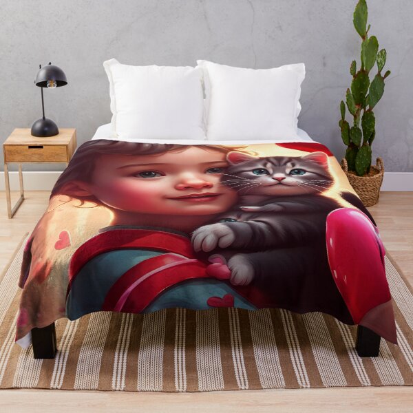 Item preview, Toddler celebrating Valentines day with a Kitten designed and sold by Colin Bentham.