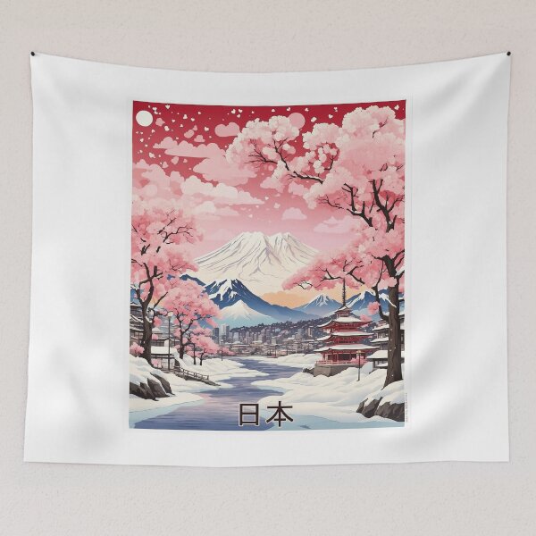 Item preview, Valentines Day Japan Cherry Blossoms Mount Fuji Tourism Vintage Poster designed and sold by TravelersGems.