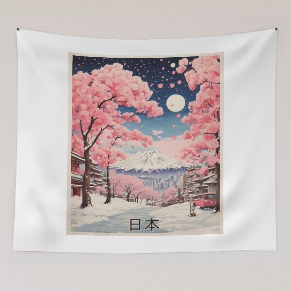 Item preview, Valentines Day Japan Cherry Blossoms Starry Night Tourism Vintage Poster designed and sold by TravelersGems.