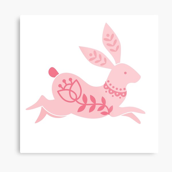 Pink as Folk Running Rabbit Metal Print