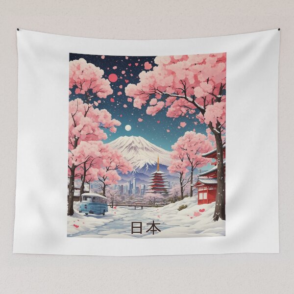 Item preview, Valentines Day Japan Cherry Blossoms Mount Fuji Tourism Vintage Poster designed and sold by TravelersGems.