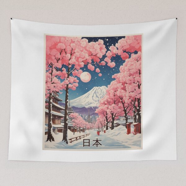 Item preview, Valentines Day Japan Cherry Blossoms Starry Night Tourism Vintage Poster designed and sold by TravelersGems.