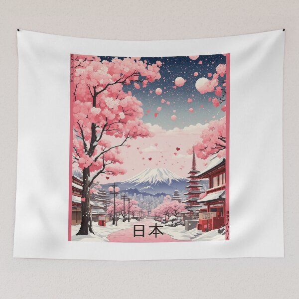Item preview, Valentines Day Japan Cherry Blossoms Starry Night Tourism Vintage Poster designed and sold by TravelersGems.