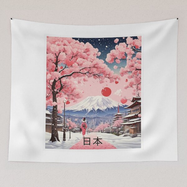Item preview, Valentines Day Japan Cherry Blossoms Starry Night Tourism Vintage Poster 3 designed and sold by TravelersGems.
