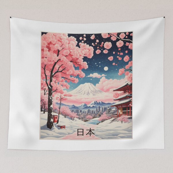 Item preview, Valentines Day Japan Cherry Blossoms Starry Night Tourism Vintage Poster 4 designed and sold by TravelersGems.