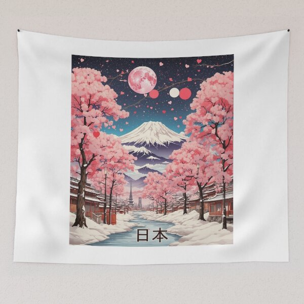 Item preview, Valentines Day Japan Cherry Blossoms Starry Night Tourism Vintage Poster 6 designed and sold by TravelersGems.
