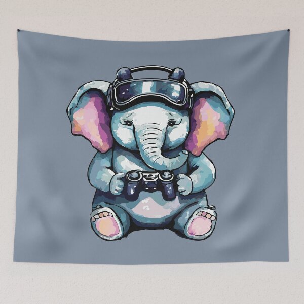 Item preview, Elephant playing game with virtual reality glasses designed and sold by Firas Aljazzar.
