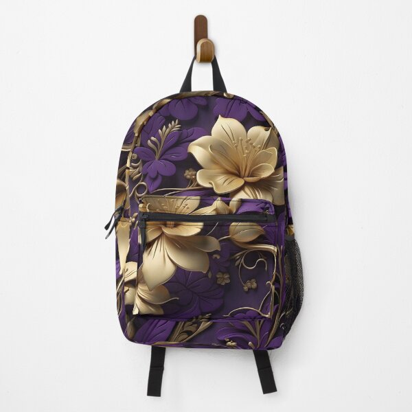 Item preview, Flowers and leaves in purple, black and gold - 3D relief #61 designed and sold by GoldenEraArt.