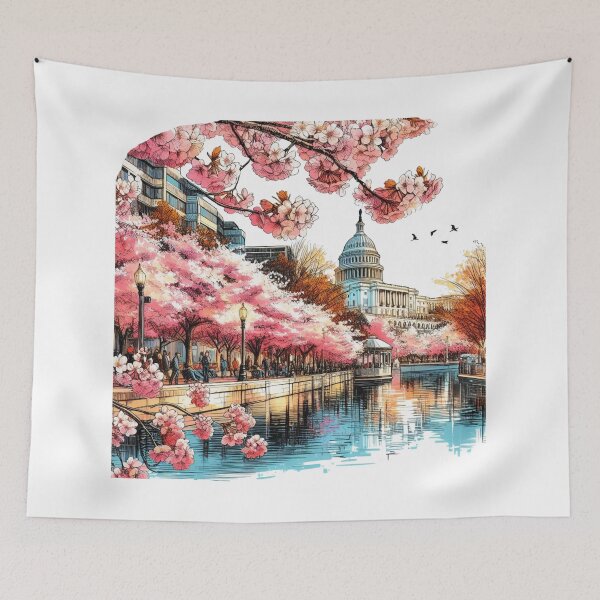 Item preview, the most beautiful place in Washington, D.C. It would probably be the Cherry Blossom Festival at the Tidal Basin. In spring, designed and sold by PaintMeWorld.