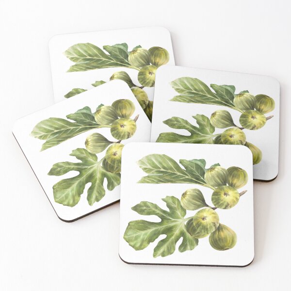 Item preview, Ripe green purple fig fruit and leaves sticker hand-drawn watercolor illustrations  designed and sold by BartolArt.
