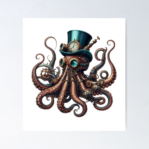 Item preview, Vintage Steampunk Octopus designed and sold by HeadTurningArt.