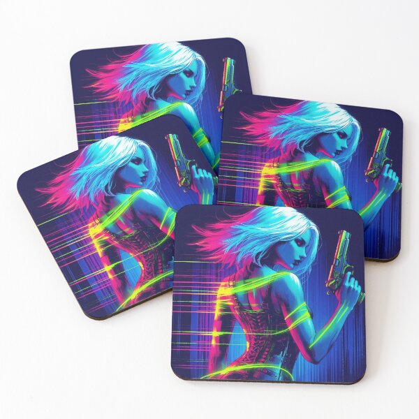 Item preview, Cyberpunk Neon Girl with Gun designed and sold by RESToRAPTOR.