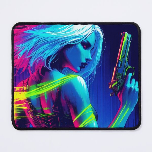 Item preview, Cyberpunk Neon Girl with Gun designed and sold by RESToRAPTOR.