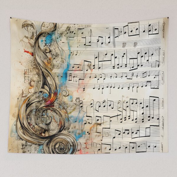 Item preview, Abstract doodle of a music sheet with notes designed and sold by dcrc.