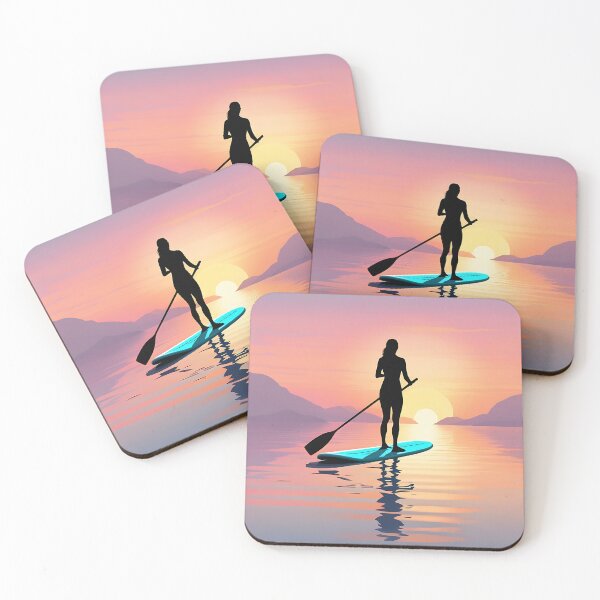 Item preview, Elegant silhouette doing paddle boarding designed and sold by IAmagineFR.