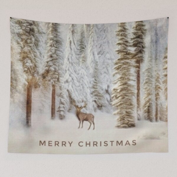 Item preview, Christmas Mood With A Deer In The Snowy Forest  designed and sold by Pretty-Bird.
