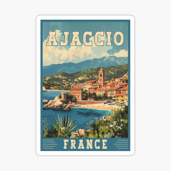 Ajaccio In France Mediterranean Paradise Travel Art Sticker