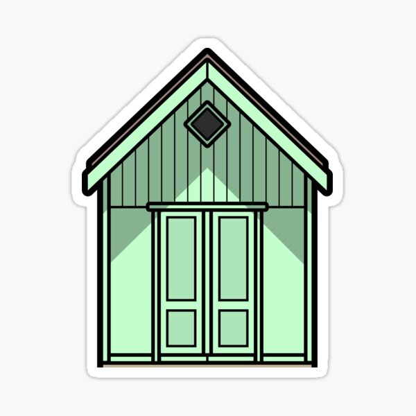 Green Beach Hut Sticker
