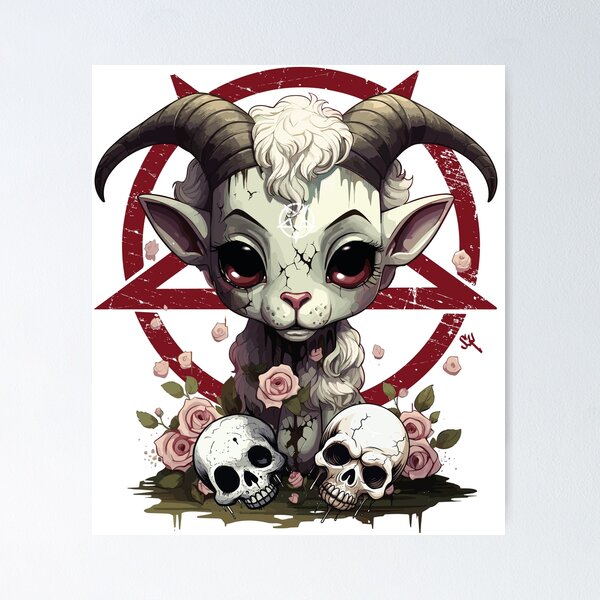 Item preview, CUTE BUT EVIL- The Skull Club, Skull, Skull, Pentagram, Goat designed and sold by HIGUMAX.